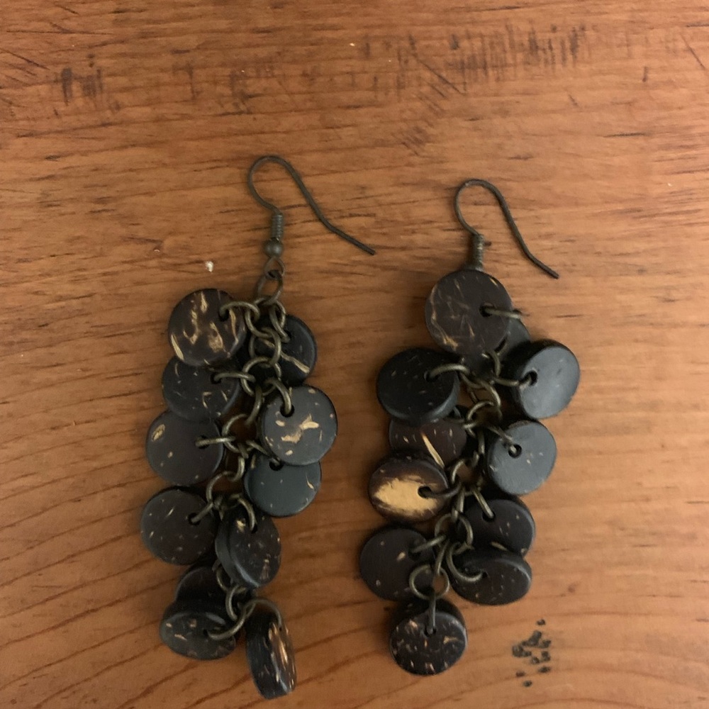 Coconut Shell Earrings - Picture 2 of 2